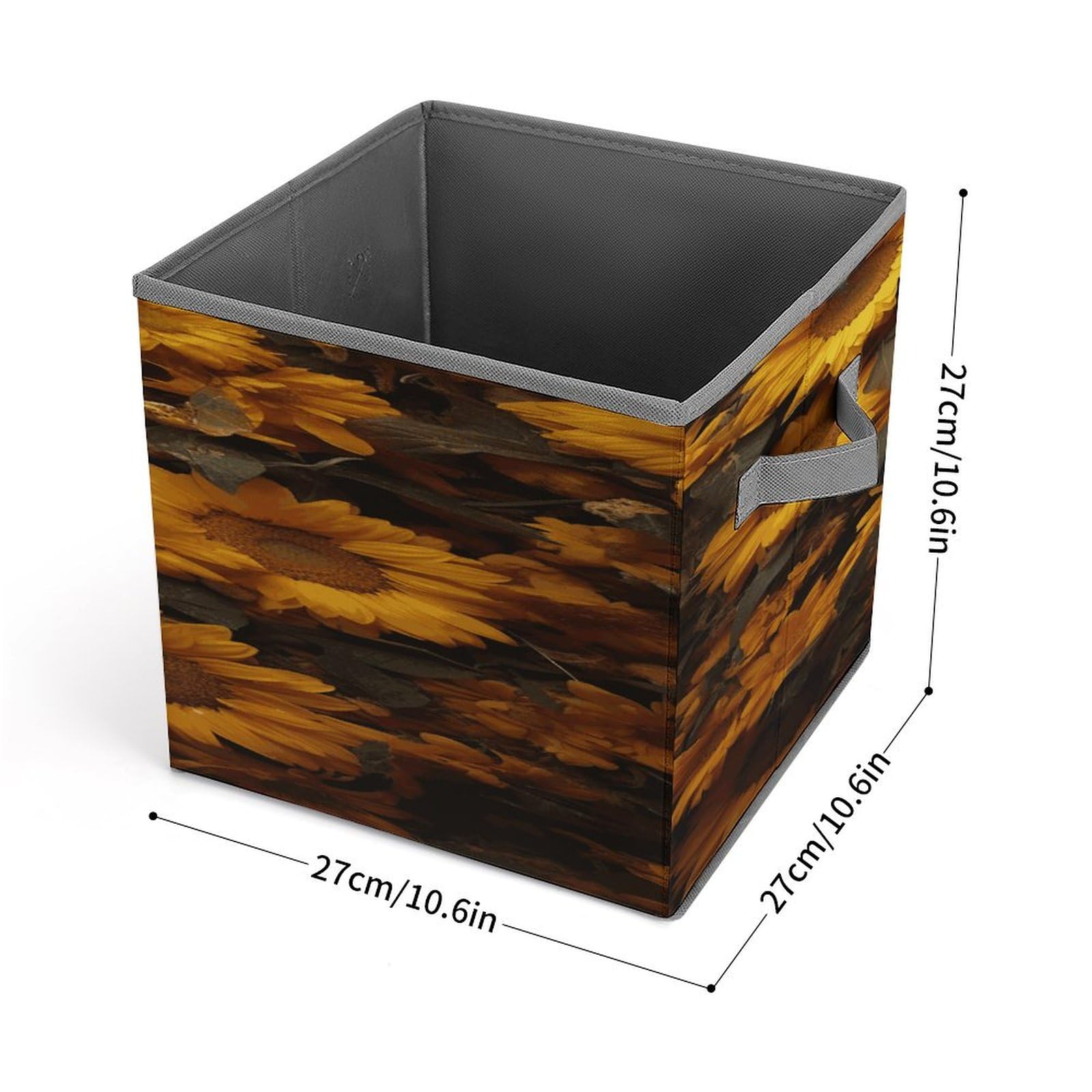 Collapsible Storage Cubes 10.6x10.6 Inches - Leopard & Sunflower Printed Foldable Bins with Handles for Home Organization | Perfect for Closet, Nursery, Office & Laundry Room Storage