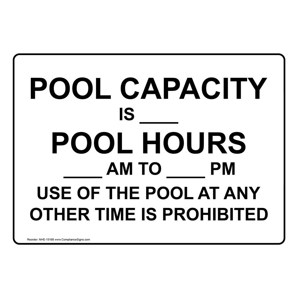 10x7 Inch Aluminum Pool Capacity Sign - 'Pool Hours AM to PM, Use at Any Other Time is Prohibited' - Durable Outdoor Signage for Swimming Pools, Parks & Public Areas