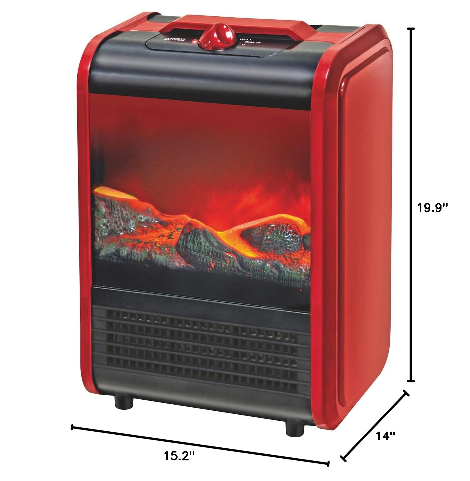 Portable Flame Effect Mini Fireplace Heater - Realistic Electric Fireplace with Adjustable Temperature, Red - Perfect for Bedroom, Office & Small Space Heating