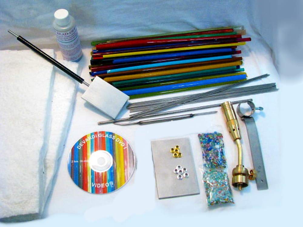 Devardi Glass Lampworking Kit for Beginners & Intermediate - COE 104 Glass Blowing & Beadmaking Starter Set - Perfect for DIY Jewelry Making, Home Decor & Artistic Creations