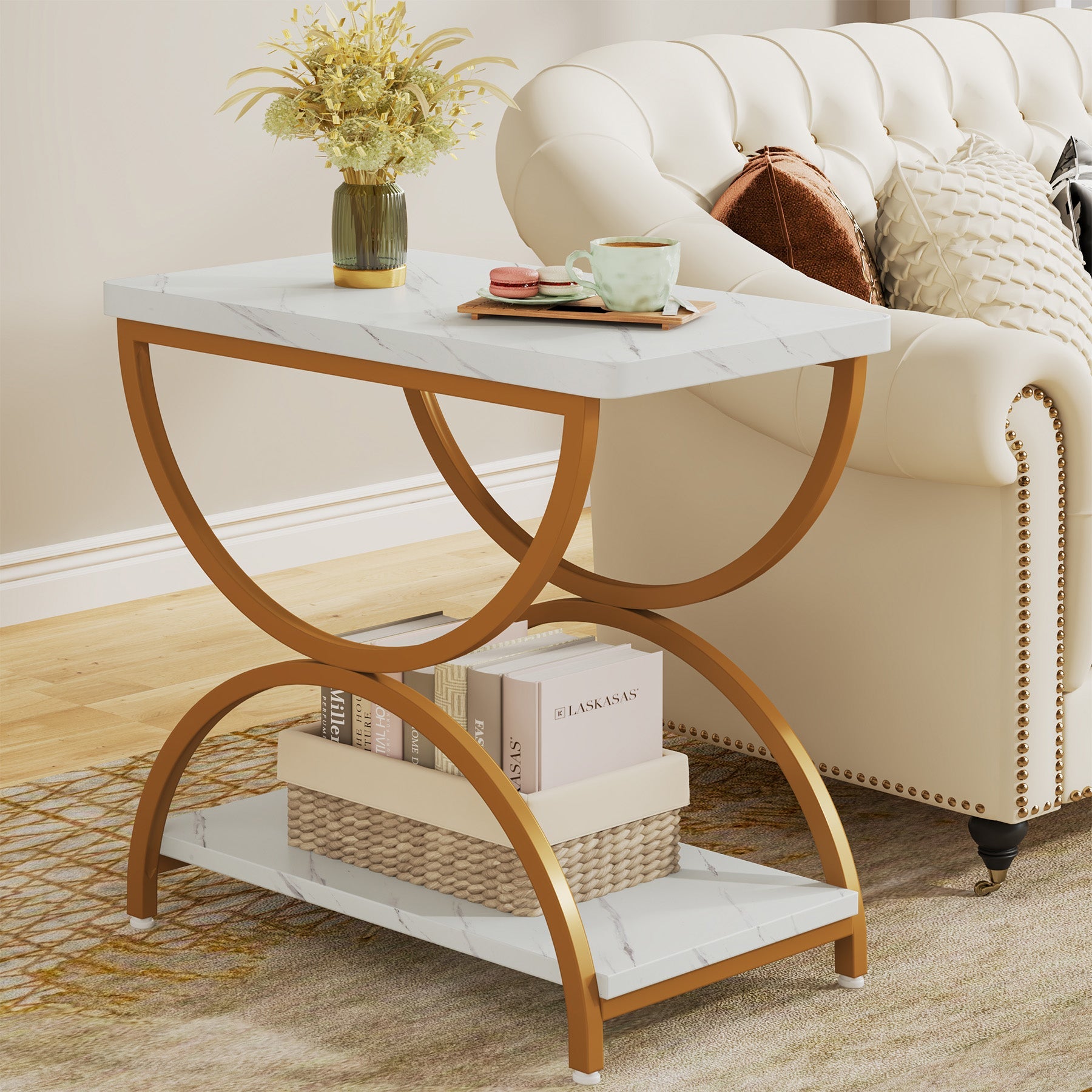 Faux Marble White & Gold