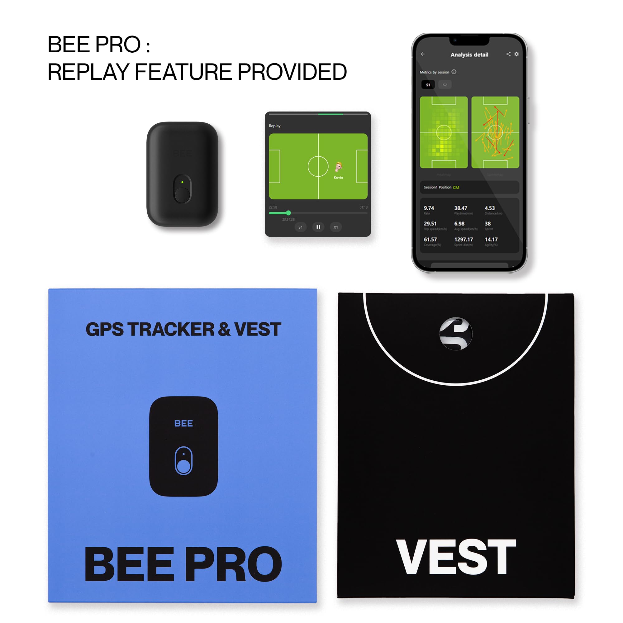 SOCCERBEE-Pro2 GPS Tracker Vest for Soccer, Football, Rugby - Outdoor Sports Tracking (Medium)