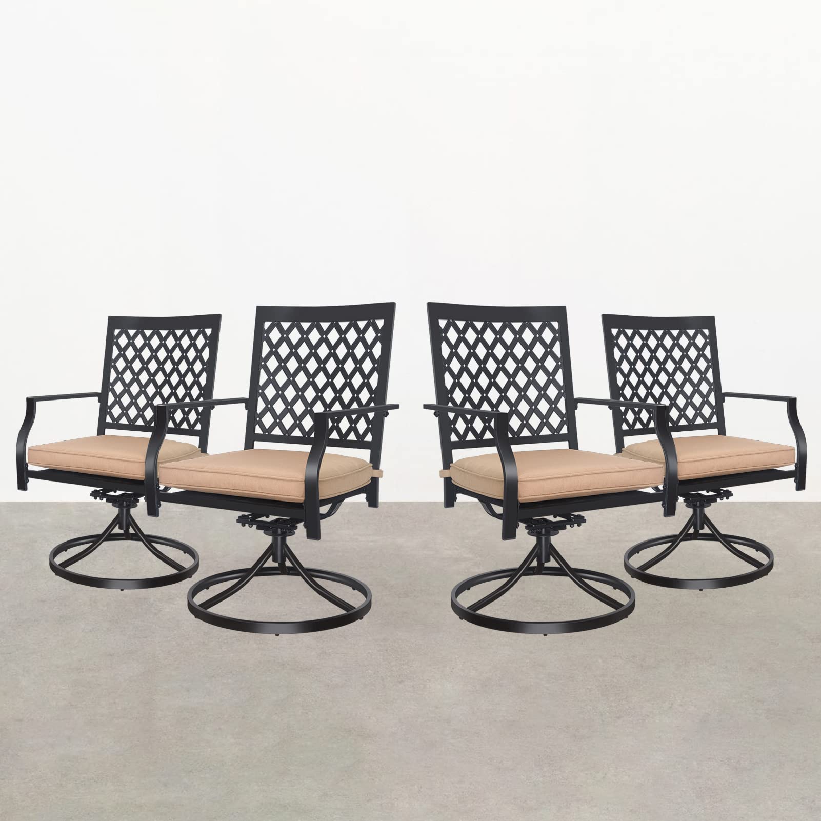 MEOOEM Swivel Patio Chairs Set of 2 - Outdoor Dining Metal Rocking Chairs with Cushions - Weather-Resistant Garden Furniture for Backyard, Bistro, Poolside & Patio Relaxation