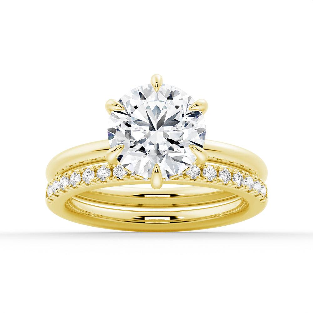 1.5ct Six Prong Solitaire Hidden Halo Moissanite Engagement Ring Set with Matching Wedding Band - Perfect for Proposals, Anniversaries & Bridal Jewelry