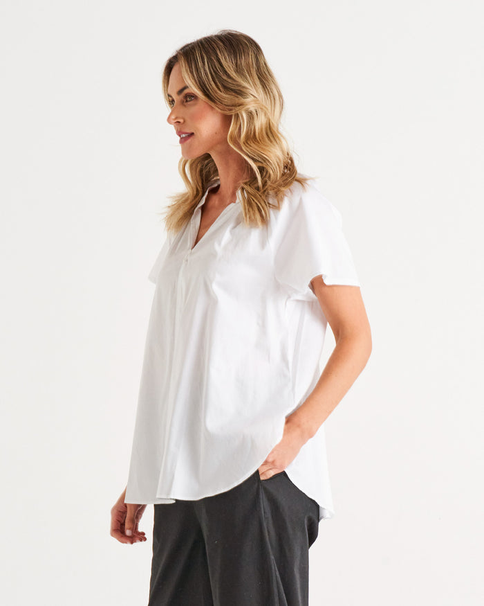 Betty Basics Victoria Blouse - Women's Elegant White Top for Work & Casual Wear | Office Outfit & Weekend Style
