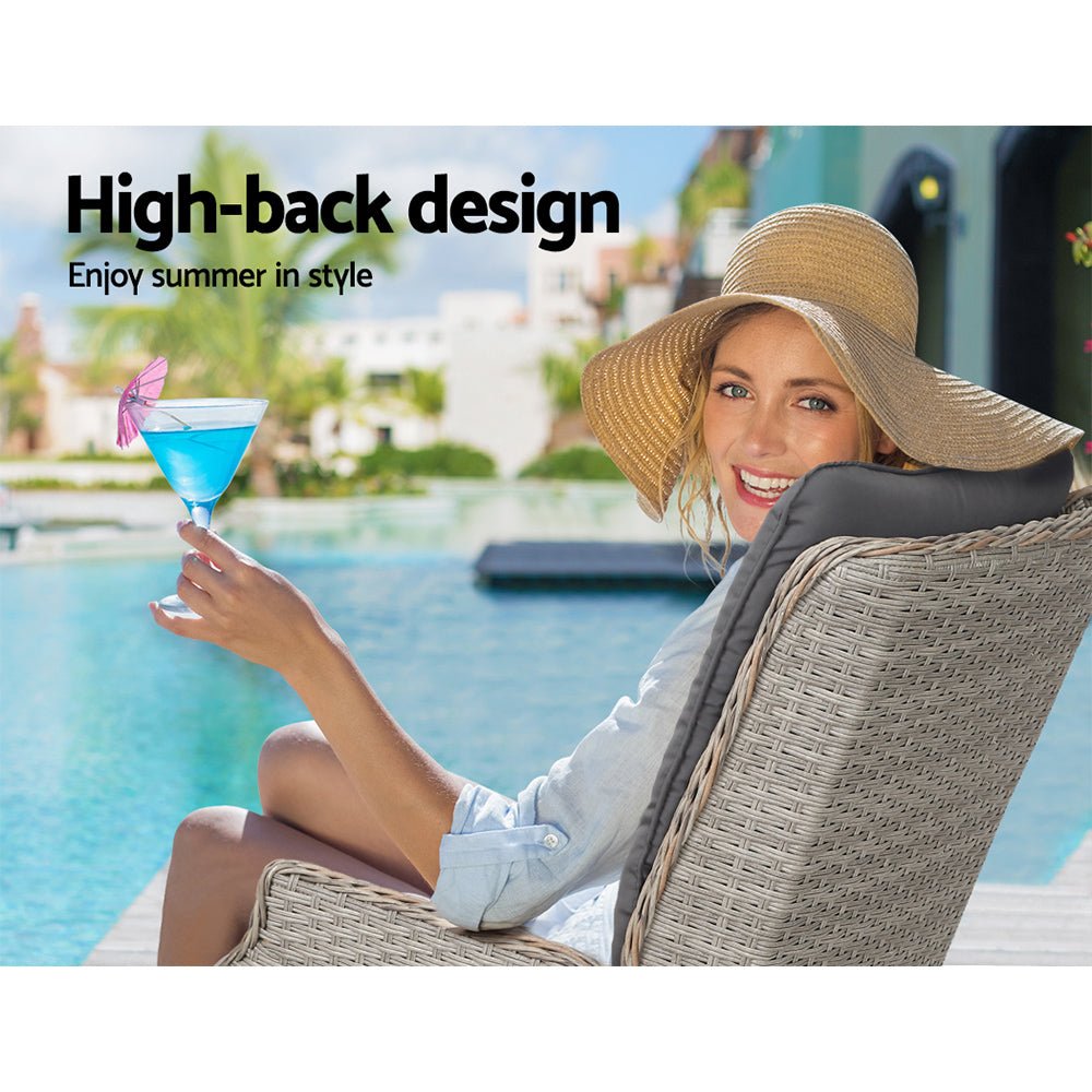 Ella Outdoor Recliner Patio Chair - Adjustable Grey Lounge Chair for Backyard, Poolside & Garden Relaxation - Weather-Resistant Patio Furniture for Comfortable Outdoor Lounging
