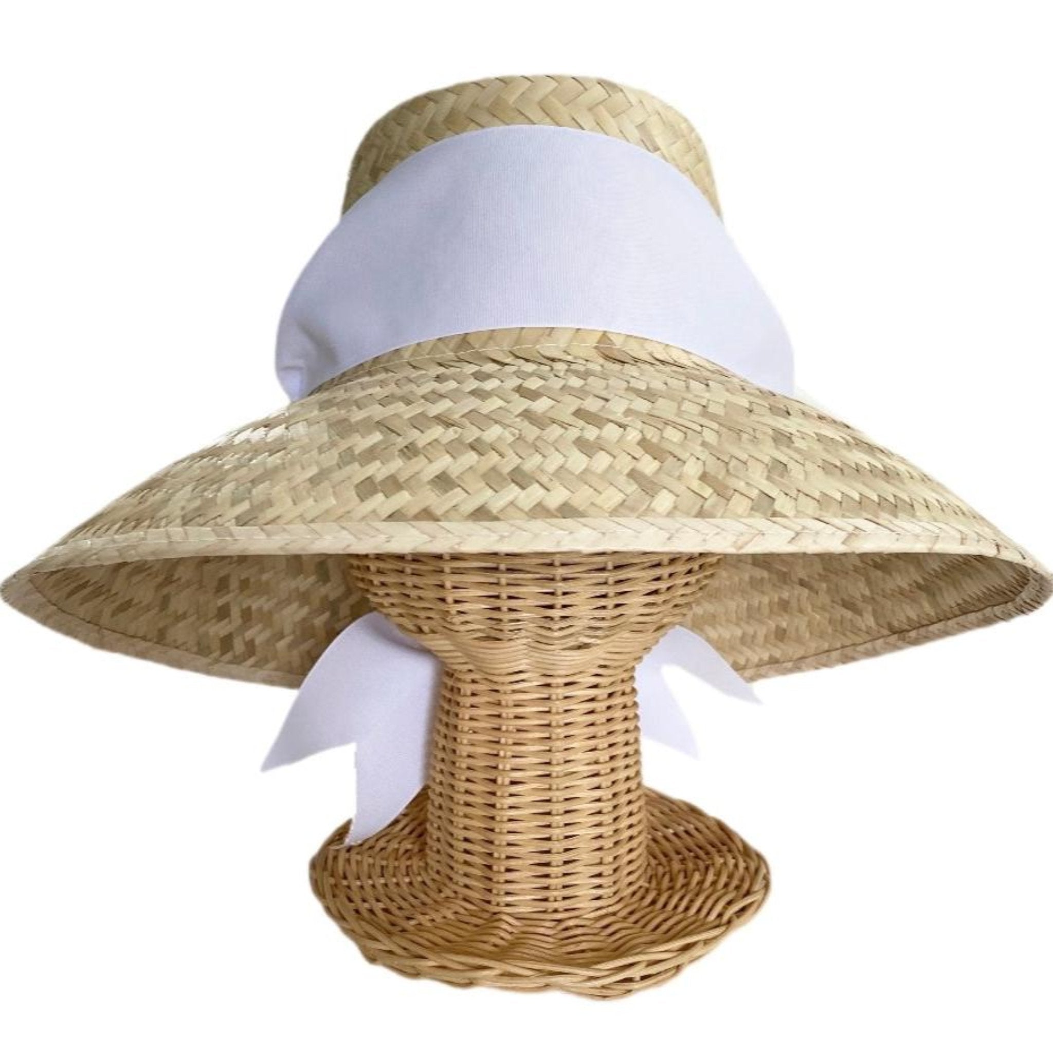 Amaryllis Sun Hat for Women - White Wide Brim Straw Hat with Short Grosgrain Ribbon - Perfect for Beach, Garden & Summer Outdoor Activities