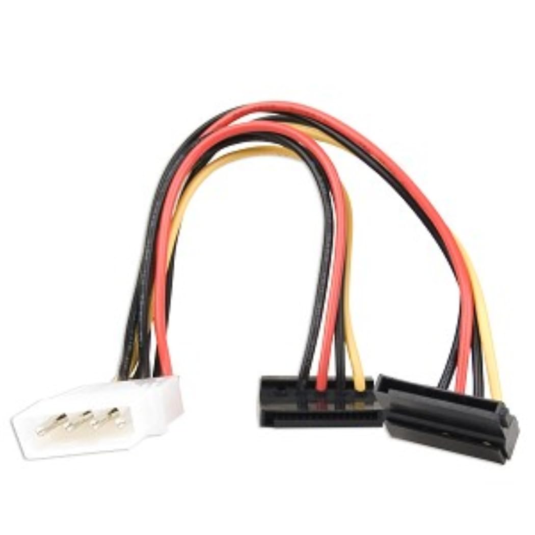 Dual 90-Degree SATA Power Adapter Cable - ATX Molex to SATA Converter for PC Power Supply | Perfect for Cable Management in Gaming PCs, Servers & Workstations