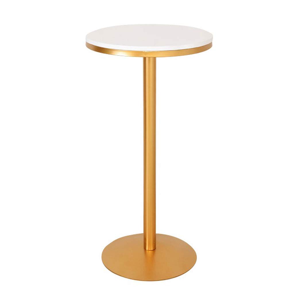 Round Bar Counter Table - White Metal Pub Dining Table & Coffee Desk for Kitchen, Living Room, Office | Multi-Purpose for Dining, Working, Entertaining | Easy Assembly Solid Frame