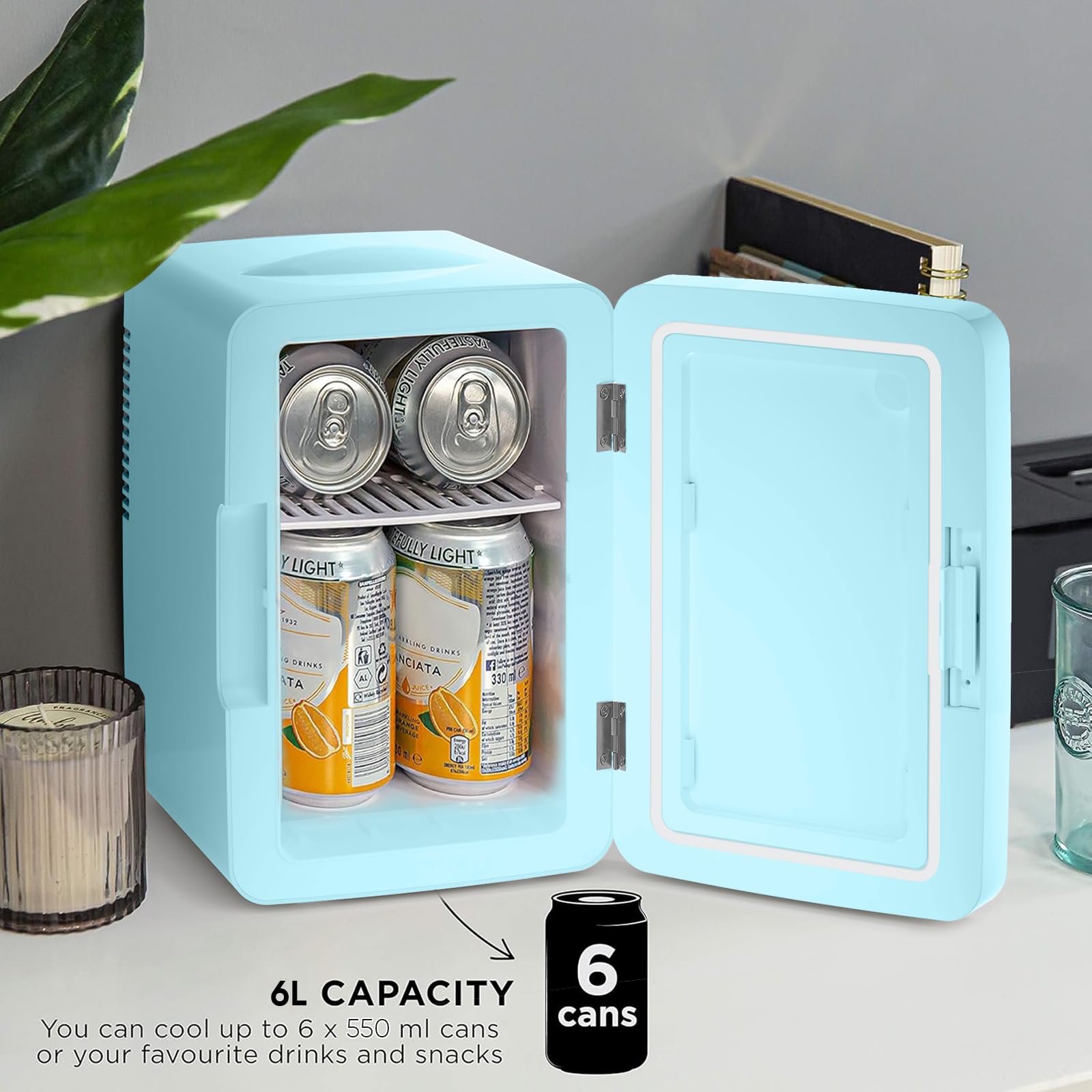 6.2L Mini Skincare Fridge with LED Mirror - Portable Cooler & Warmer for Makeup, Bedroom