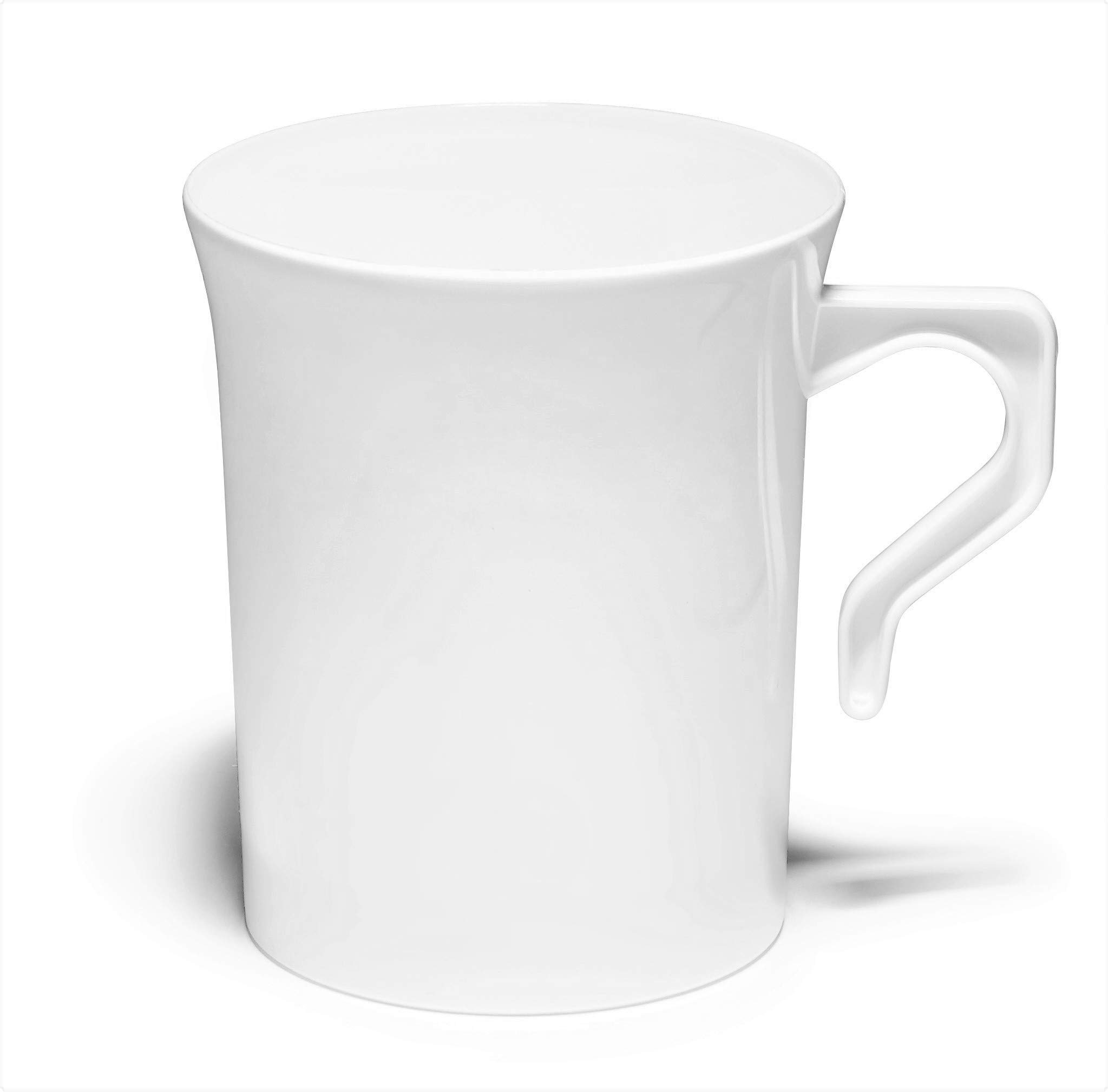 240 Pack Heavyweight Disposable 8 oz Plastic Coffee Cups with Handles - Wedding, Party, Office Use - White Tea Mugs for Cappuccino, Espresso & Hot Beverages
