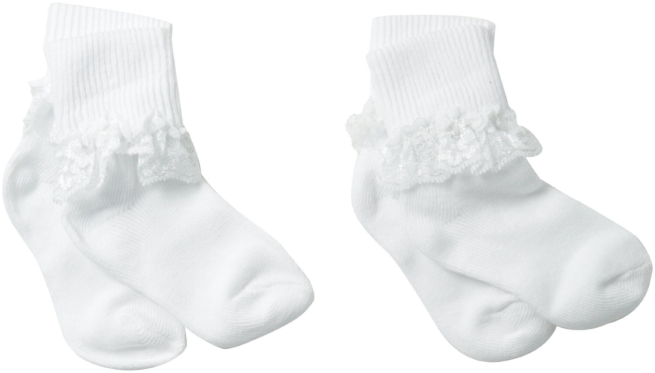 Country Kids Little Girls' Simple Lace Socks 2-Pack - Cute & Comfortable Ankle Socks for School, Dress-Up & Everyday Wear