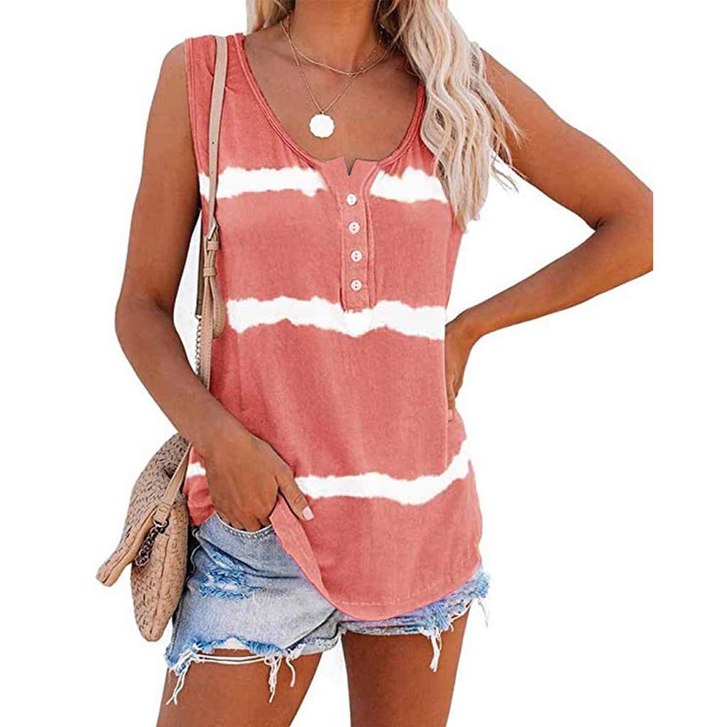 Women's Dressy Color Block Tie-Dye Sleeveless Crew Neck Casual Tank Tops - Stylish Blouses for Work, Party & Everyday Wear