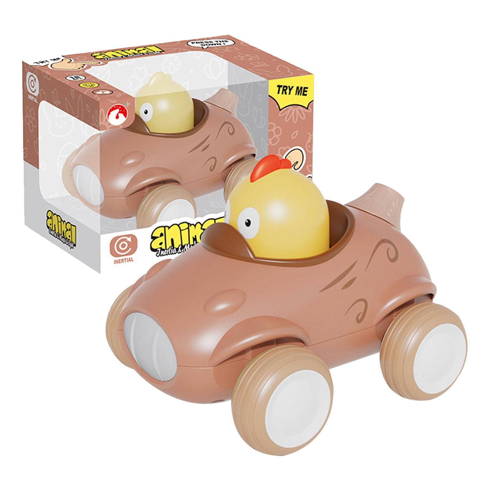 TOSIER Toddler Car Toys with Lights & Sounds | Inertia Push & Pull Vehicles for Kids & Pets - Fun Learning & Interactive Play for Indoor & Outdoor Activities