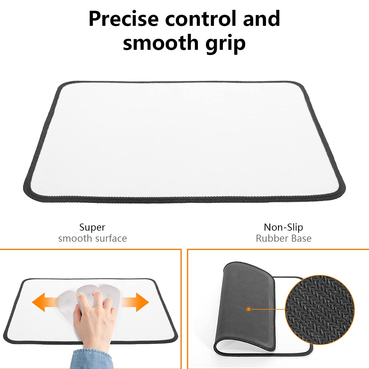 Qisan Non-Slip Rubber Base Gaming Mouse Pad - Foldable Comfort Mouse Mat for PC, Laptop & Keyboard | High Resolution Rectangle Computer Mouse Pad (White) | Perfect for Office Work, Gaming & Home Use
