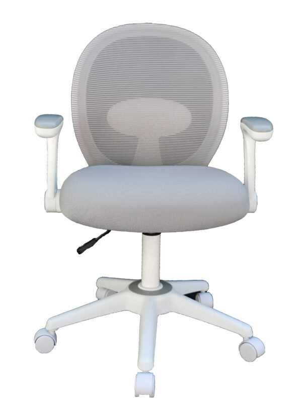 Boss Grey Mesh Ergonomic Flip Arm Task Chair with White Frame B676WT GY - Perfect for Home Office, Conference Rooms & Workstations