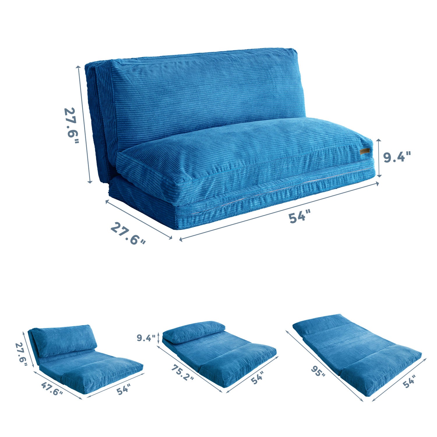 MAXYOYO Foldable Corduroy Bean Bag Sofa Bed with Washable Cover - Perfect for Living Room Lounging, Dorm Room Comfort & Kids Play Area
