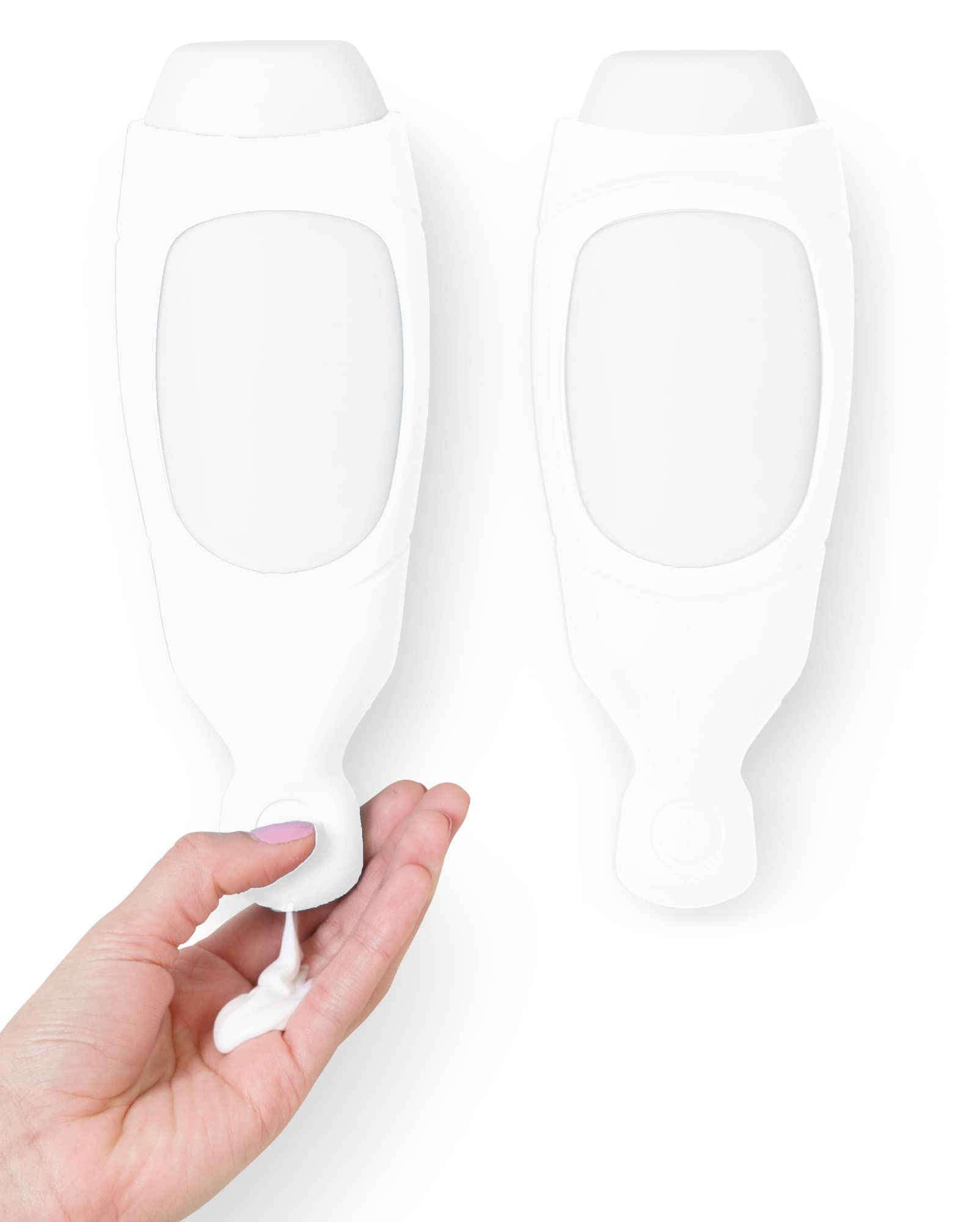 Squeezi 2-Pack Wall Mount Shower Dispenser Organizer for Shampoo & Soap Bottles - Bright White Silicone Holder | Bathroom Storage Solution for Small Spaces & Clutter-Free Showers