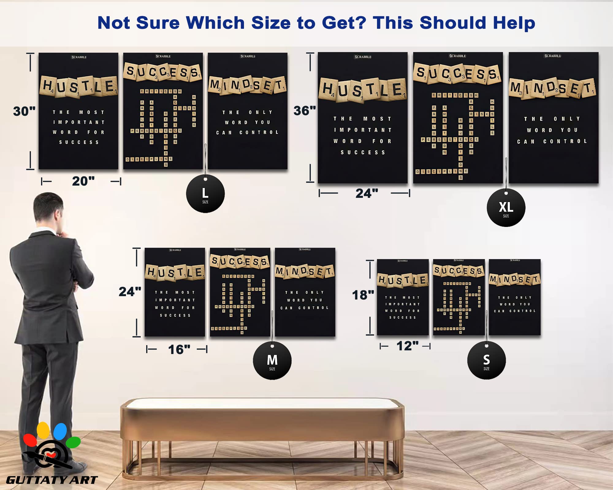 GUTTATY 3-Piece Motivational Wall Art Set - 24