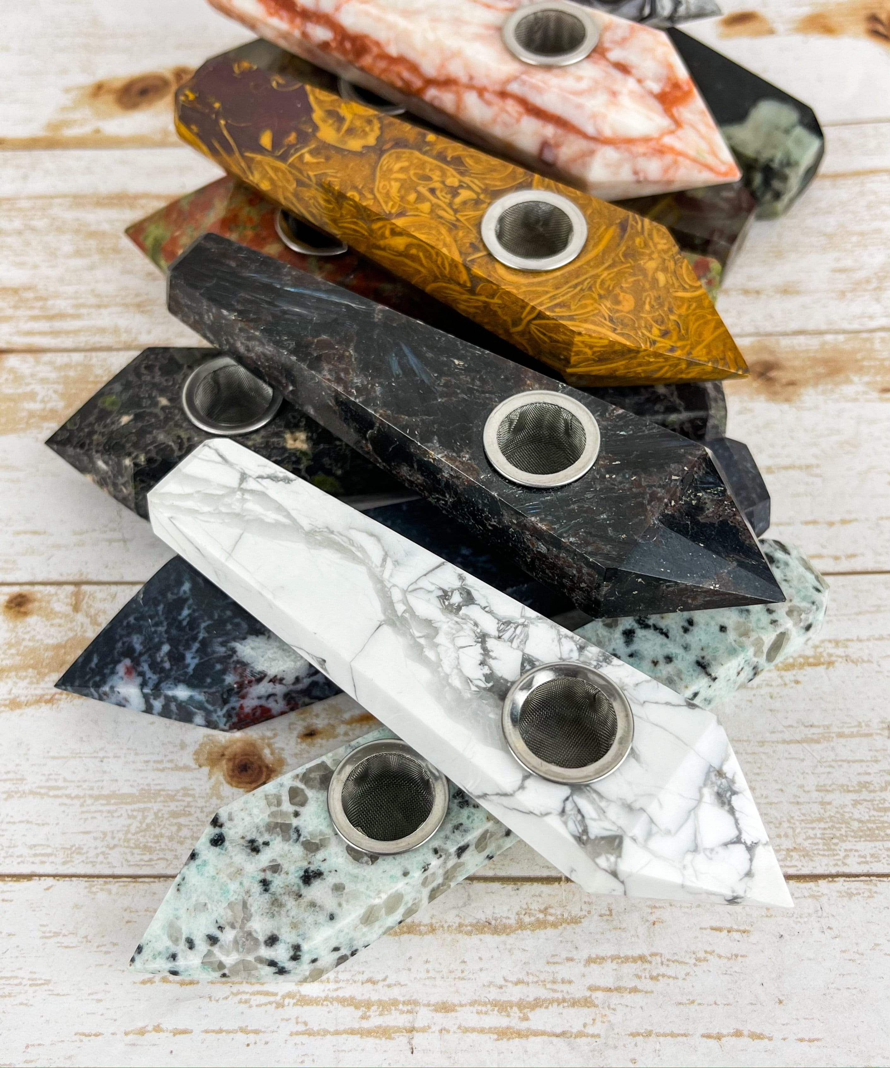 Premium Handcrafted Crystal Pipes for Smoking - Rose Quartz, Amethyst & More | Natural Stone Glass Pipes for Herbal Use, Meditation & Relaxation | Perfect Gift for Spiritual Enthusiasts