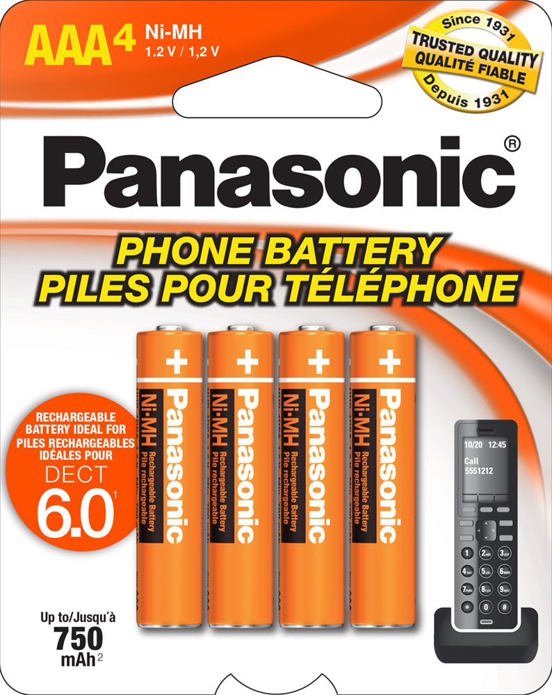 Panasonic Genuine HHR-4DPA/4B AAA NiMH Rechargeable Batteries - 4 Pack for DECT Cordless Phones | Long-Lasting Power for Home & Office Communication Devices