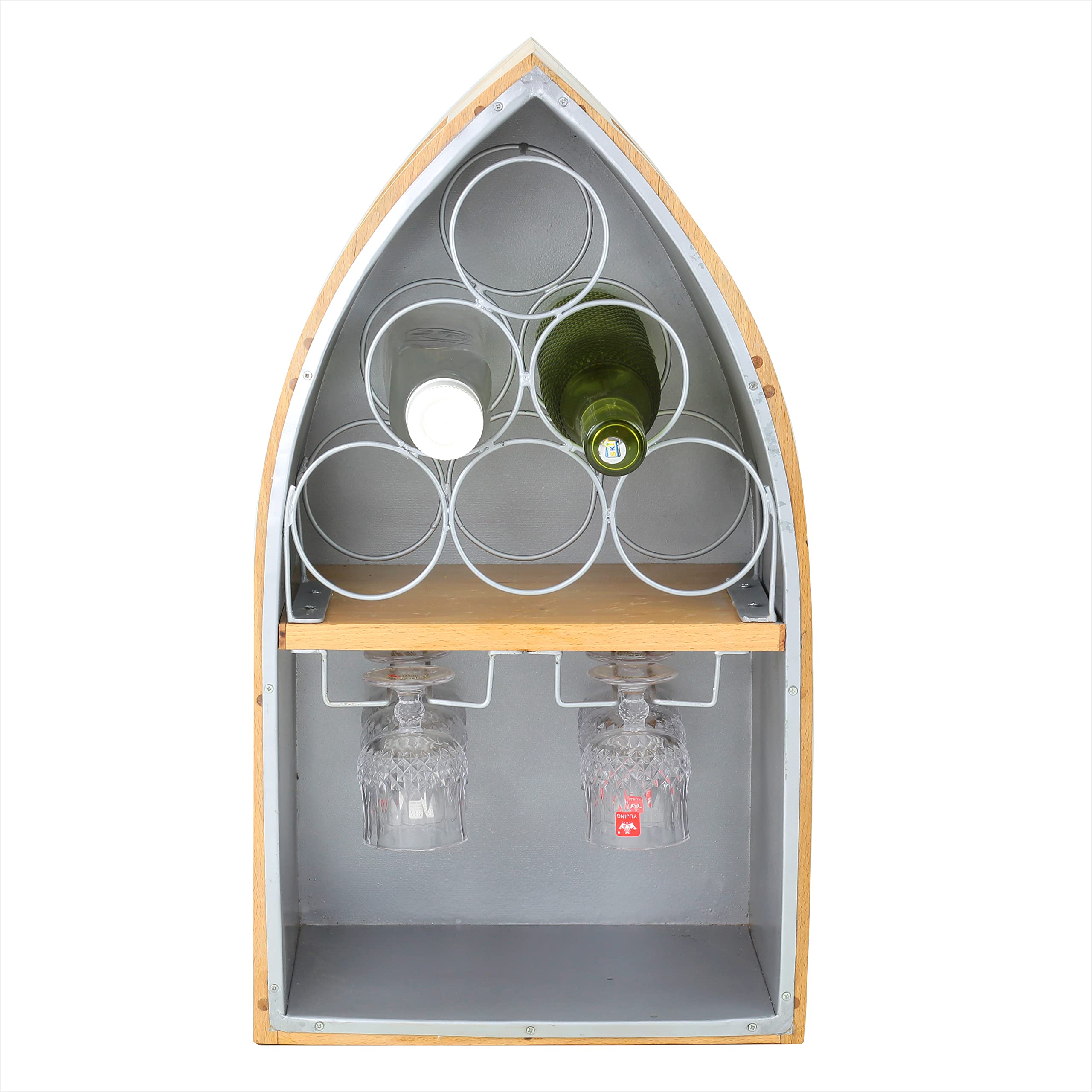 Handmade Freestanding Wine Bottle Holders - Kitchen, Bar & Dining Storage Racks | Boat-Shaped Home Decor for Indoor & Outdoor Use | Perfect for Barbecues, Picnics & Entertaining