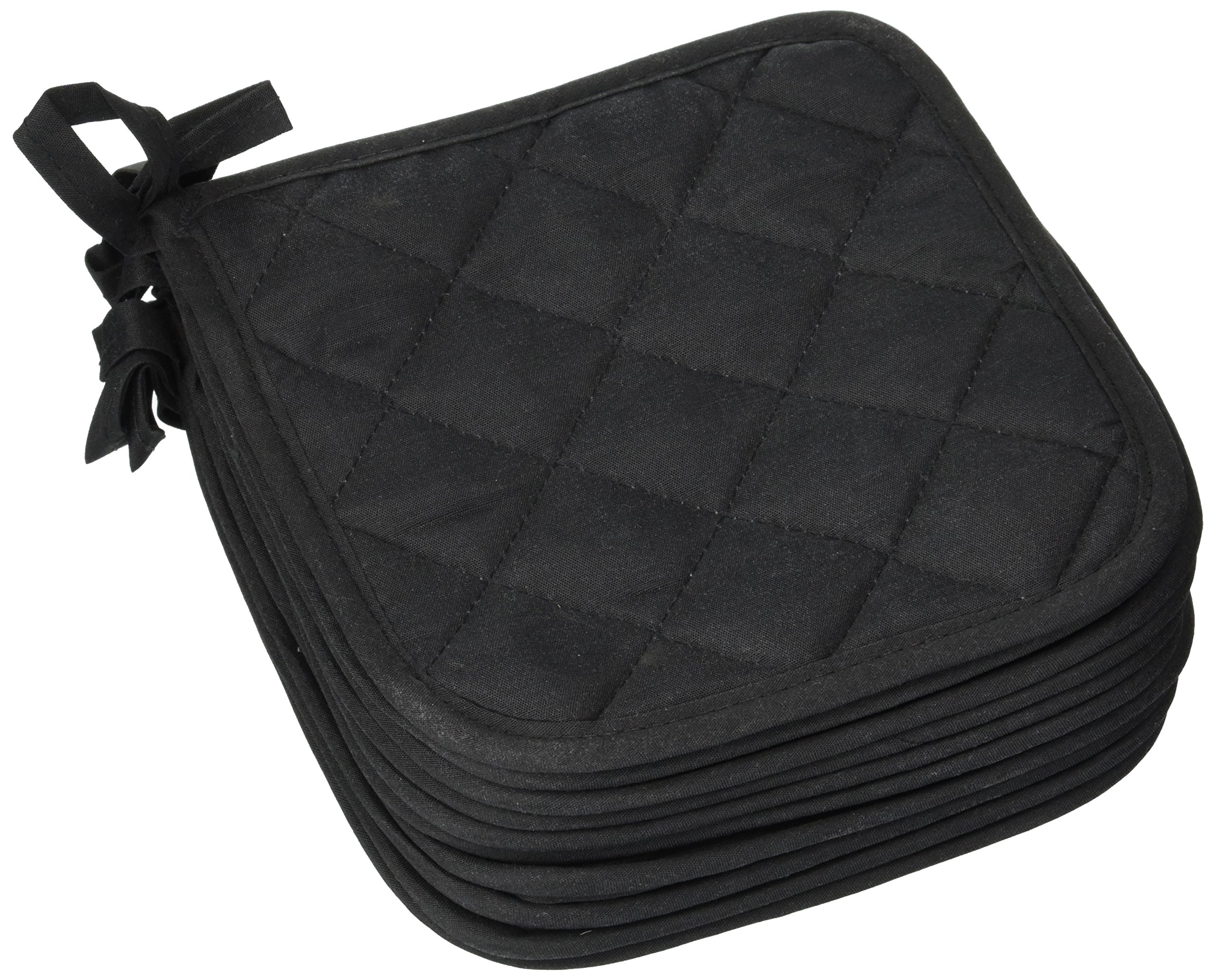 100% Cotton Heat Resistant Potholders - Set of 5 Black 7