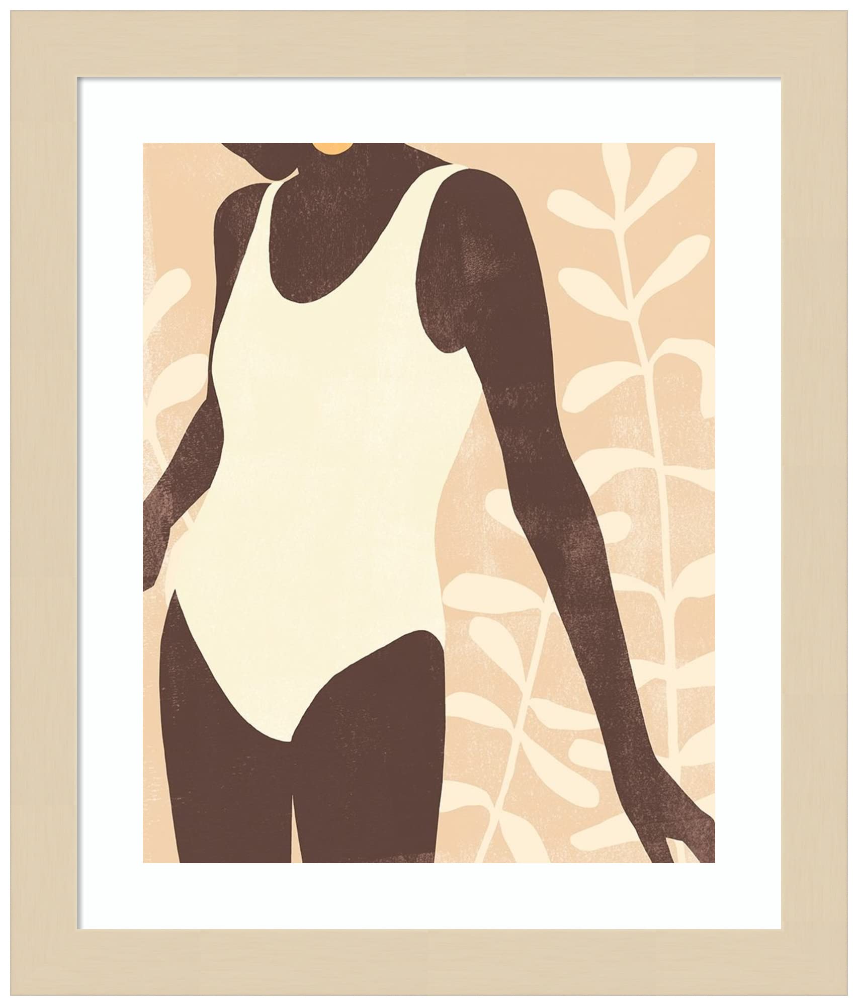 Emma Scarvey Sunbathers III Wood Framed Wall Art Print - 11x13 Inches, Natural Svelte Frame - Perfect for Living Room, Bedroom & Office Decor
