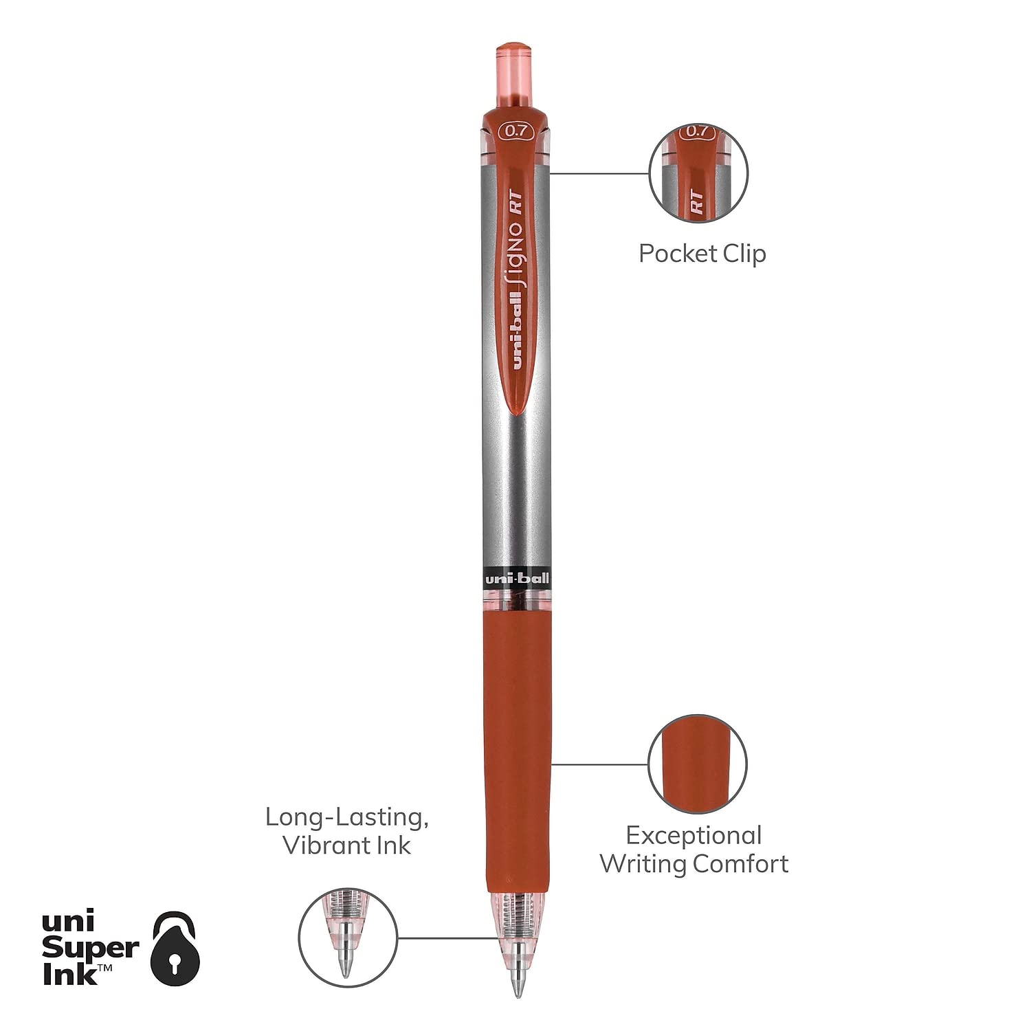 Uni-ball Signo Gel RT Retractable Roller Ball Pen - Medium Point, Red Ink, 12-Pack for Office, School & Creative Writing