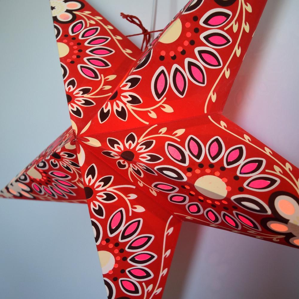 24 Pack Red Sunflower Paper Star Lanterns - Hanging Wedding Party Decorations for Indoor Outdoor Garden Birthday Baby Shower Decor
