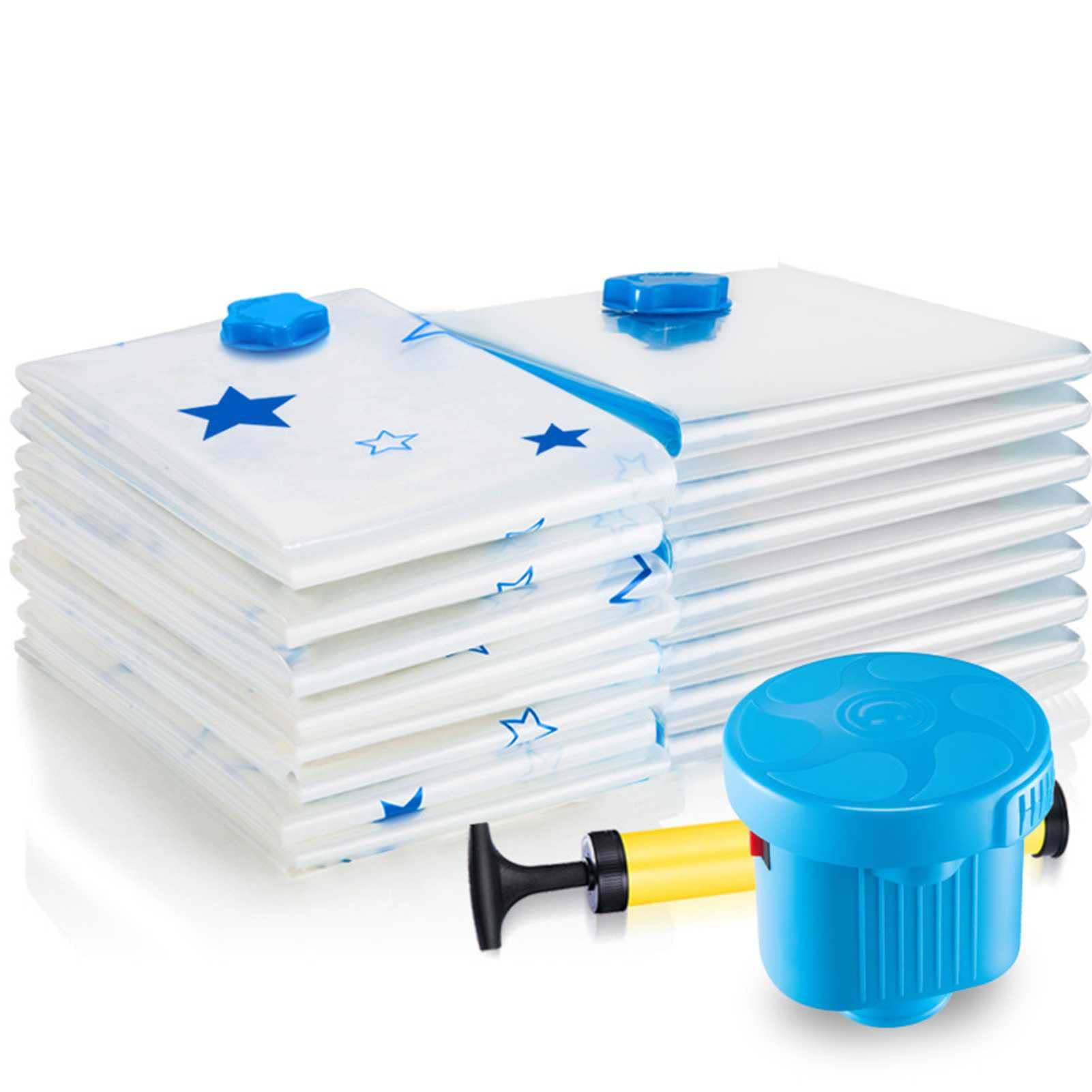 XUESHA 16-Piece Reusable Vacuum Storage Bags Set with Hand Pump & Electric Pump | Space-Saving Clothes Organizer for Travel, Blanket Compression & Home Storage | Compact Wardrobe Solution for Seasonal Clothes, Bedding & Travel Essentials