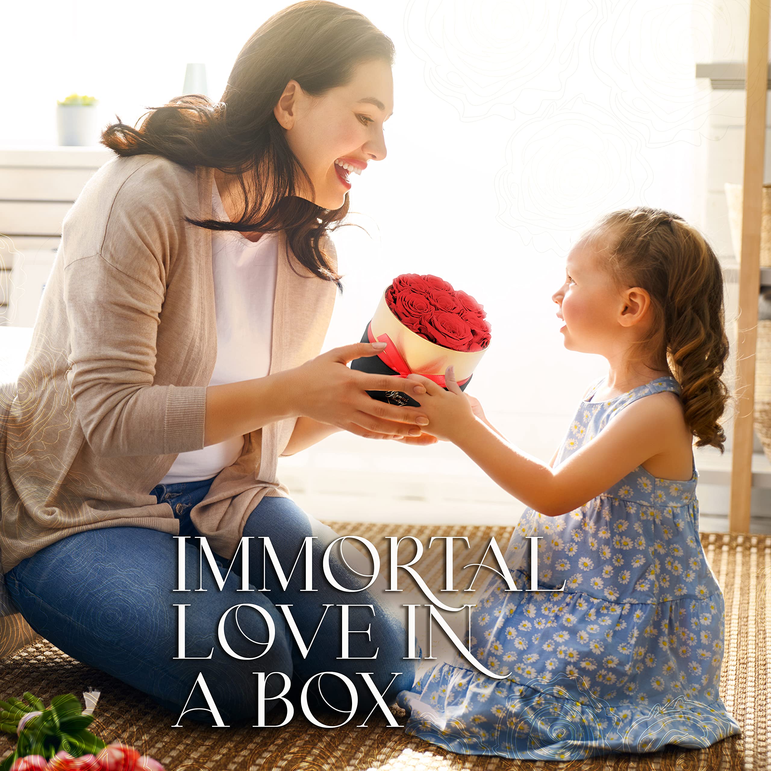 Eternal Preserved Roses in a Gift Box - Real Touch Forever Roses for Women, Romantic Birthday & Anniversary Gifts for Her, Valentine's Day Present - Perfect for Home Decor, Wedding Centerpieces, and Special Occasions