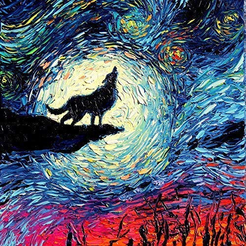 Van Gogh Starry Night Wolf Art Print - Choose Size & Paper Type - Perfect for Home Decor, Office Wall Art & Gifts