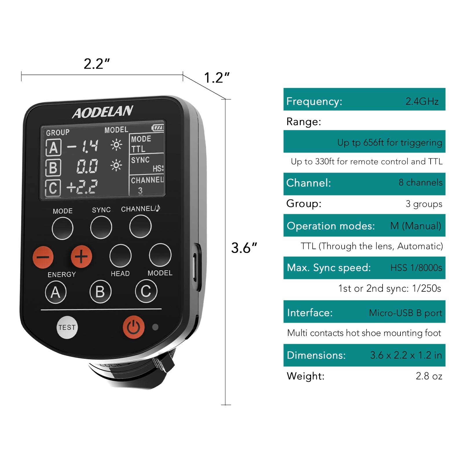 AODELAN TTL Flash Trigger for Nikon DSLR & Mirrorless Cameras - 1/8000s High-Speed Sync HSS - Compatible with Profoto A1, D2, Pro-10, B10 - Replacement for Profoto Air Remote TTL - Perfect for Studio Photography, Portrait Shooting & Outdoor Flash Photography