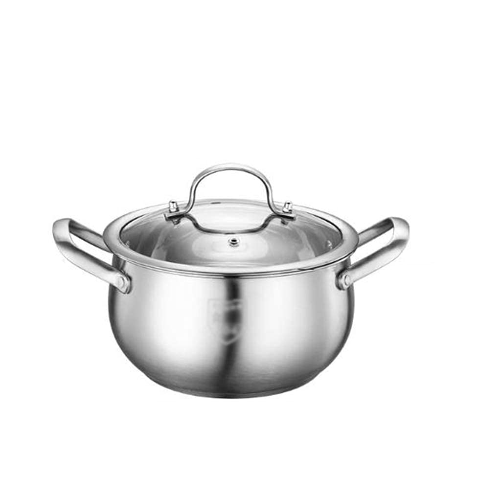 Premium 18cm Stainless Steel Stock Pot with Thickened Base & Non-Stick Coating - Saucepan, Milk Pan, Soup Pot with Lid & Double Handles - Perfect for Cooking, Boiling Milk, Tea, Coffee & Eggs - Ideal for Home Kitchens & Professional Use