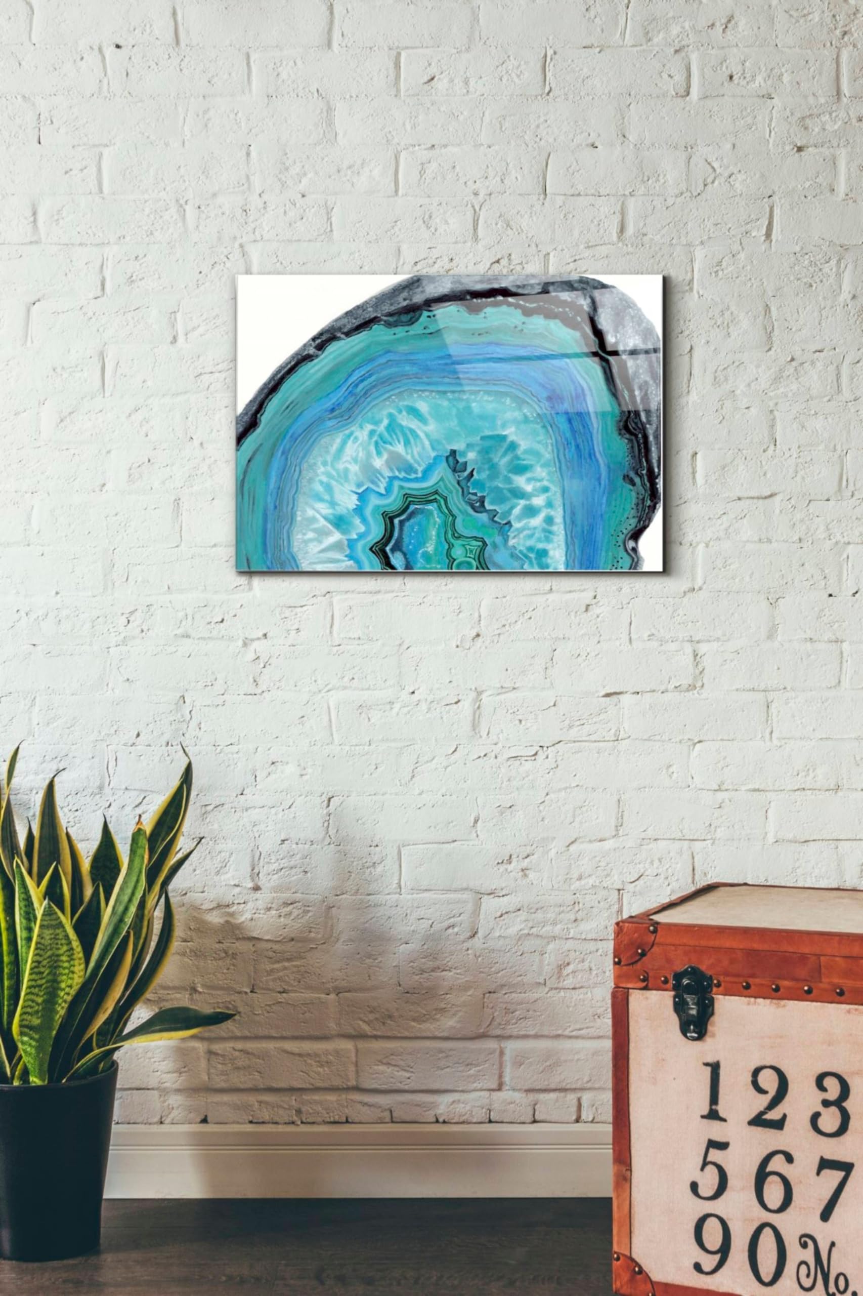 Naomi McCavitt 'Agate Studies II' Acrylic Glass Wall Art - 16x24 Inches Modern Abstract Painting for Living Room, Bedroom & Office Decor