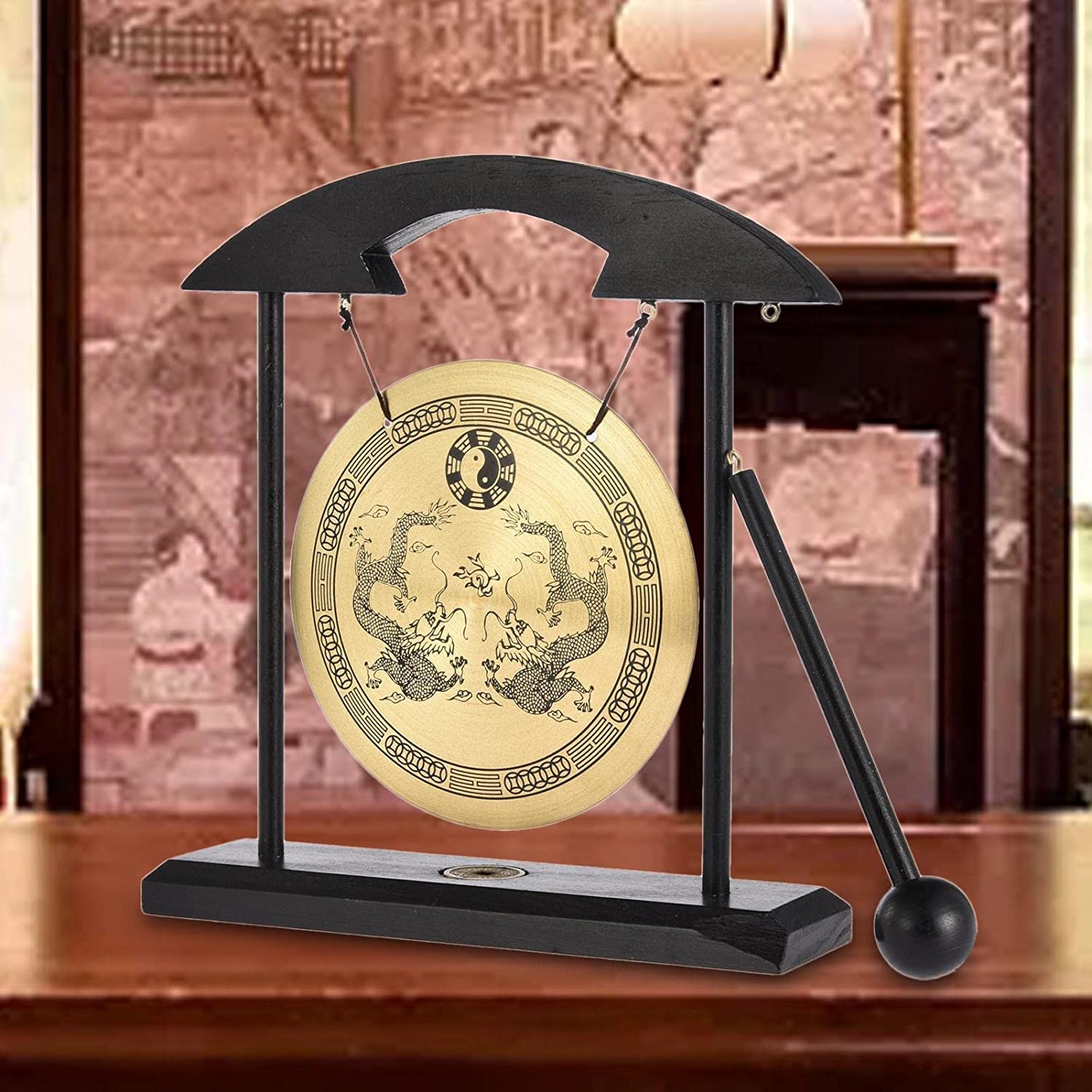 Zen Brass Feng Shui Gong - Home Office Decor for Good Luck