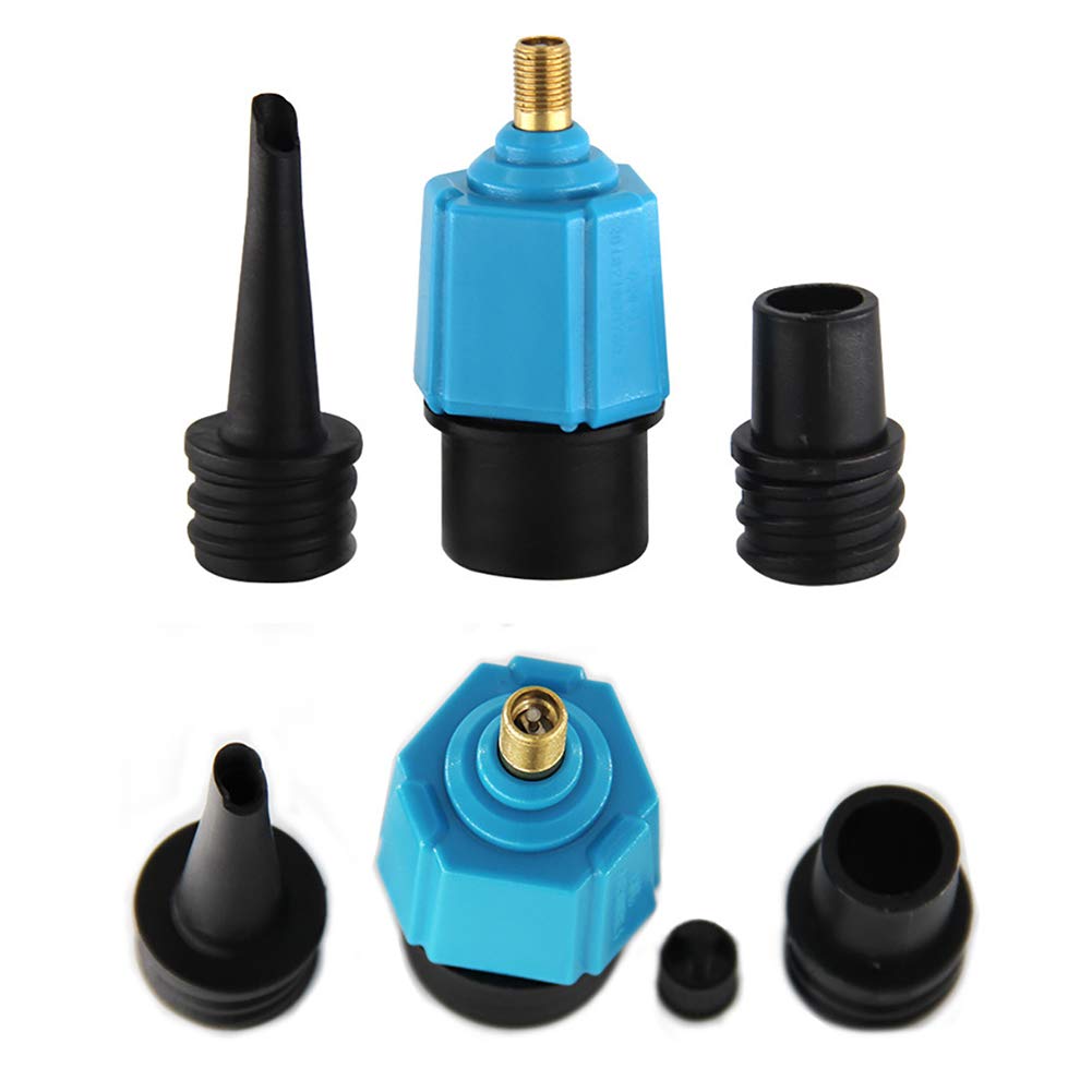 **Inflatable Air Pump Valve Adapter Nozzle - Universal Rubber Boat, Tire, Pool Float Compressor Converter - Black & Blue - Perfect for Kids Toys, Outdoor Gear & Water Sports**
