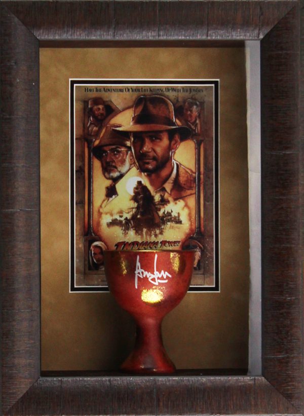 Harrison Ford Autographed Indiana Jones Holy Grail Replica - Framed Collectible Shadow Box Display for Movie Memorabilia & Fan Gifts
