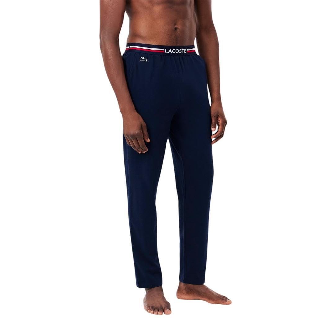 Lacoste Men's Comfortable Multicolor Jersey Pajama Pants with Elastic Waistband - Perfect for Lounging, Sleepwear & Home Relaxation
