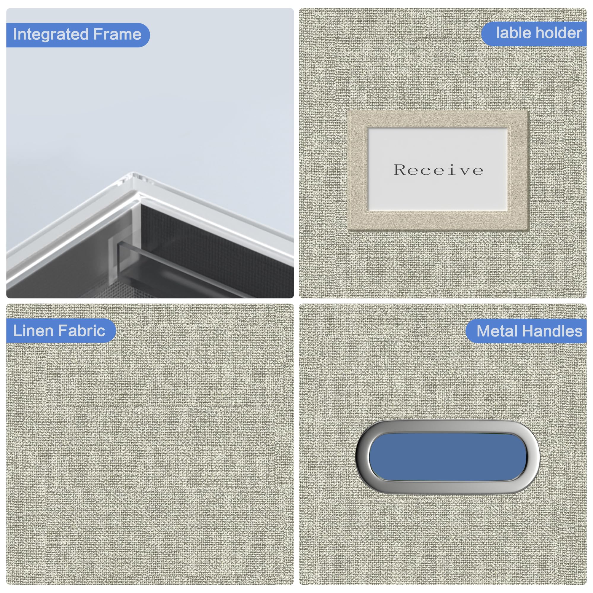 3-Pack Beige Hanging File Organizer Box with Lid - 13.2 x 10.1 x 10.1 Inch Decorative File Storage Box for Office, Home & School - Durable Plastic Frame Hanging Folder Organizer for Documents & Papers