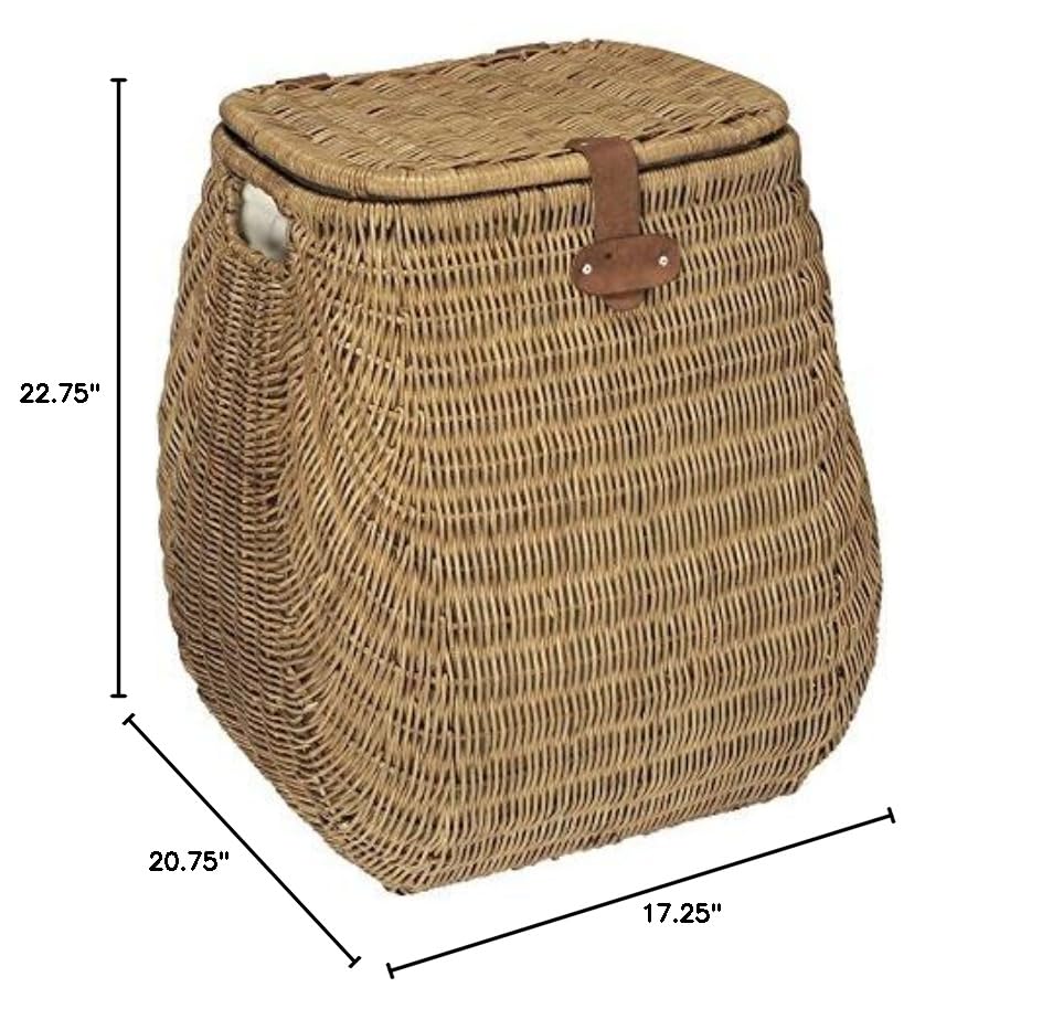 KOUBOO 1030042 Brown Woven Wicker Laundry Hamper Basket - Perfect for Bedroom, Bathroom & Closet Storage Organization