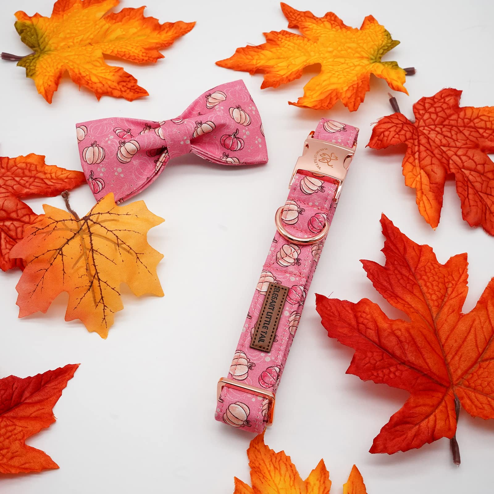 Elegant Bow Dog Collar with Adjustable Bowtie - Halloween Pumpkin Pet Collar for Small Medium Large Dogs | Perfect for Costume Parties, Pet Photos & Special Occasions