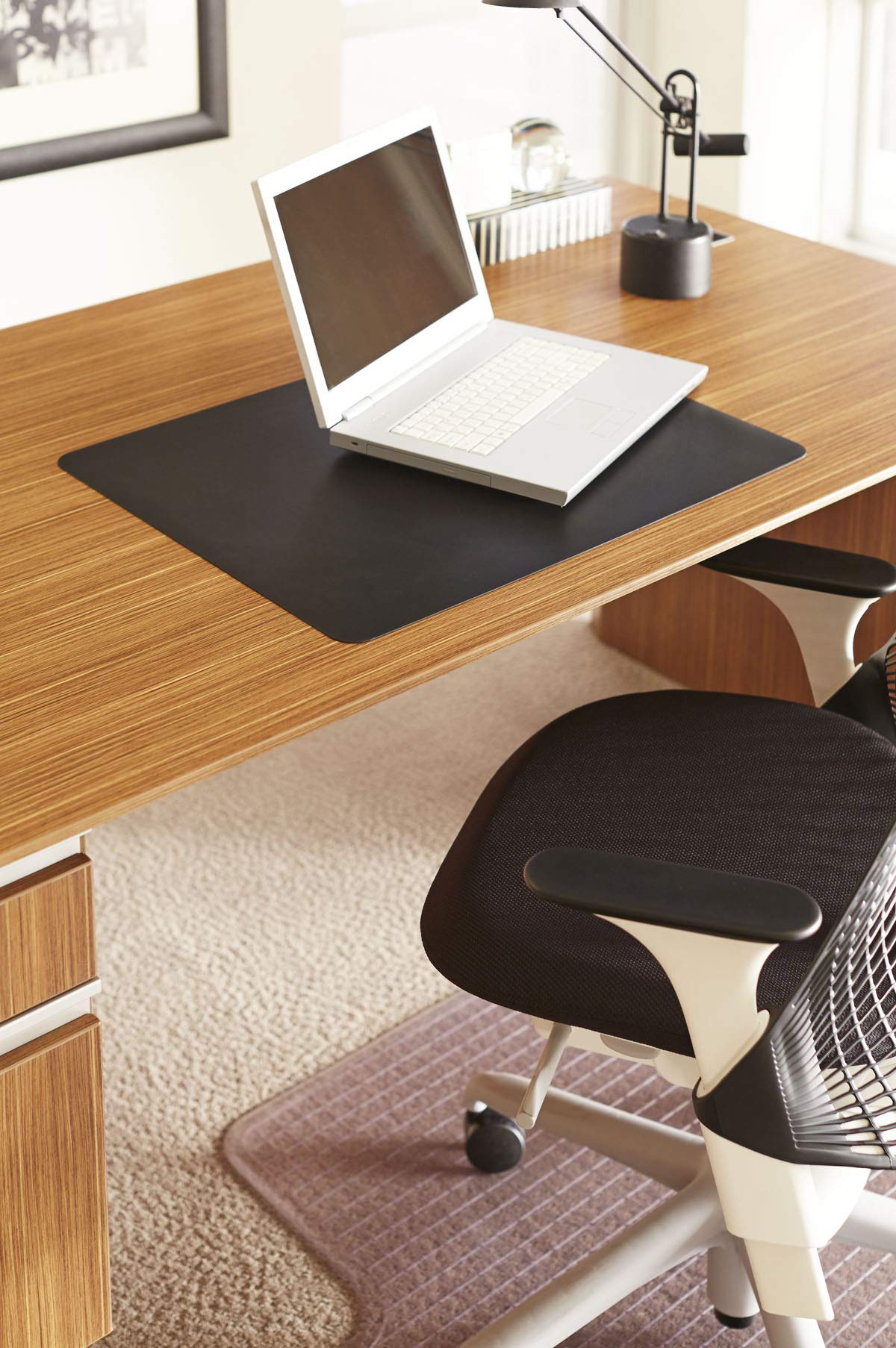 ES Robbins Black Vinyl Desk Pad 24x19 Inches - Non-Slip Matte Writing Surface for Office, Home & School - Protects Desks from Scratches & Spills