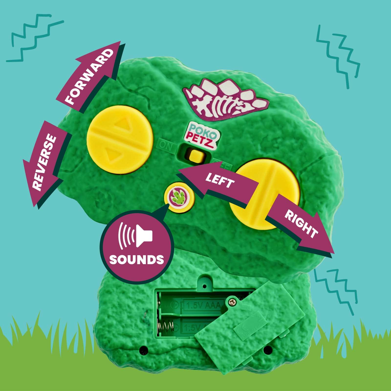 Flybar Poko Petz Remote Control Dinosaur Toy for Kids Ages 3-5 - 2.4GHz RC Car with Lights, Sounds & Voice Effects | Interactive Preschool Learning Toy for Boys & Girls | Perfect Birthday Gift for Toddlers - Fun Indoor & Outdoor Playtime Activity
