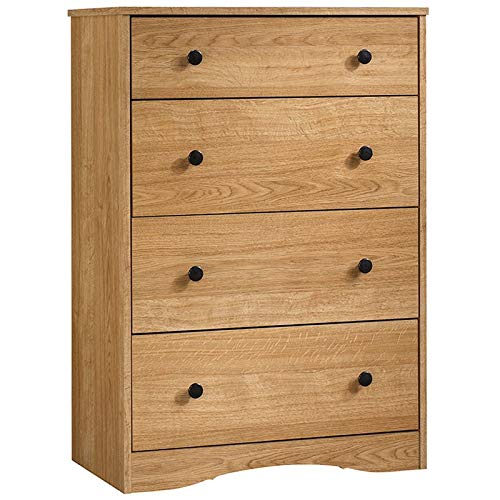 Pemberly Row Engineered Wood 4-Drawer Bedroom Chest in Highland Oak - Stylish Storage Solution for Bedroom, Closet & Home Organization
