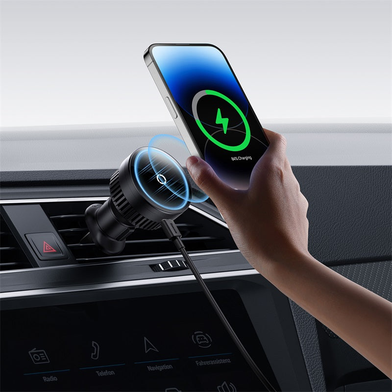 Baseus MagPro Series 15W Magnetic Car Phone Mount - Fast Wireless Charging, Strong Hold, Compatible with iPhone & Android - Perfect for Driving, Navigation & Hands-Free Calls