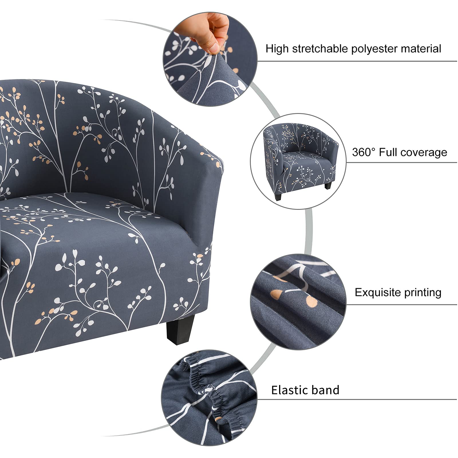 Stretchable NILUOH Club Chair Slipcover - Breathable Armchair & Sofa Cover Protector for Living Room Furniture (04) - Perfect for Home, Office & Lounge Decor