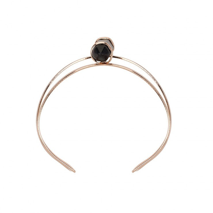 Dawns Exhale Fine Cuff Bracelet - Onyx & Rose Gold Jewelry for Women - Perfect for Weddings, Parties & Everyday Elegance