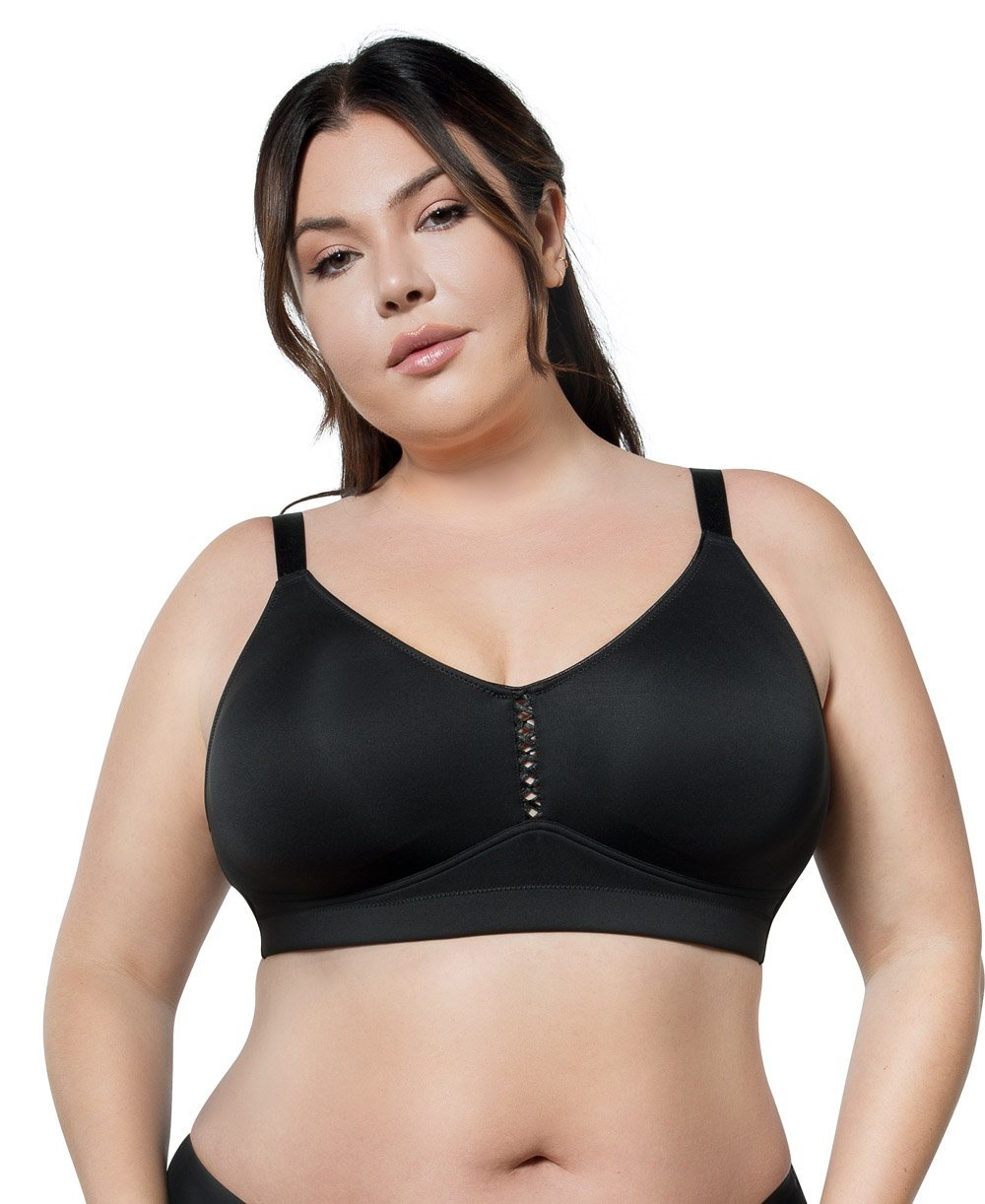 Parfait Erika Bralette Bra - Comfortable Wireless Lace Bralette in Black | Perfect for Everyday Wear, Lounge & Sleep